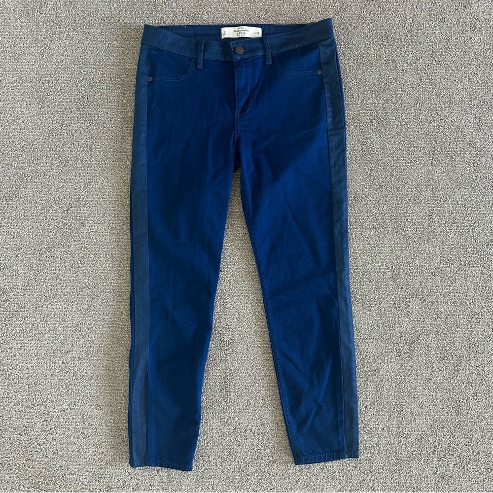 Abercrombie & Fitch Women's Skinny Pants Size 8 W29 Navy Blue Stretch Ankle Jean